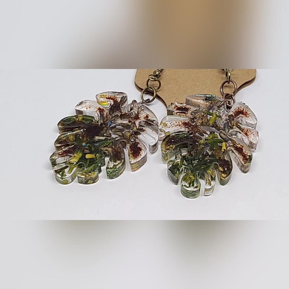 Lotus seed and Cinnamon leaf earrings